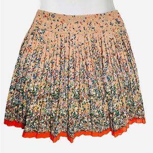 American Eagle Outfitters Pleated Knife Pleated Mini Skirt Size 6 Beige Orange